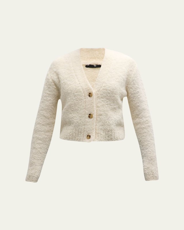 Wool-Blend Boucle Cropped Cardigan